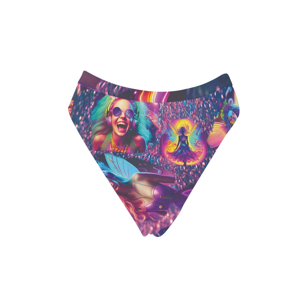 “Rave Fairies” High-Waisted High-Cut Bikini Rave Bottom
