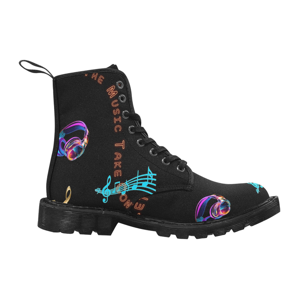 “Let the Music Take Control” " Women's Lace Up Canvas Boots