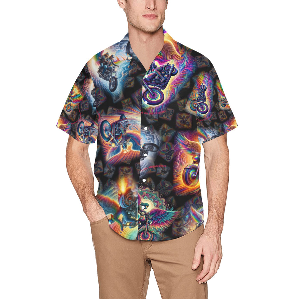 “Psychedelic Angels on Motorcycles“ Men’s Lounge Shirt – Sizes S- 5XL