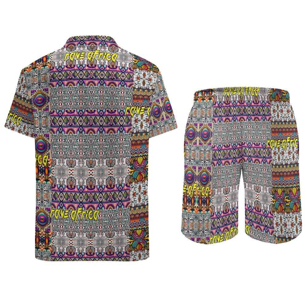 Conjunto rave para hombre “Rave Africa”: camisa y pantalones cortos