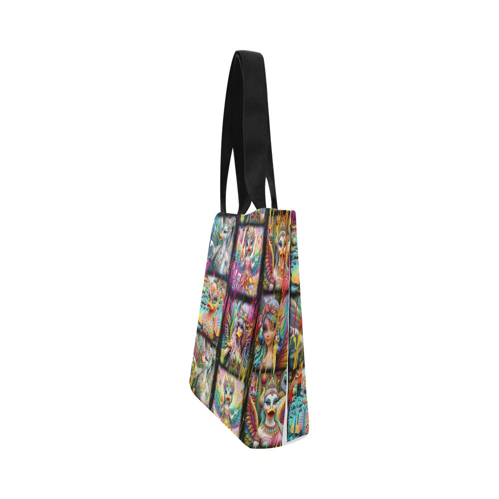 “Duck Fairies in a Storm of Colors” Canvas Tote Bag - Large