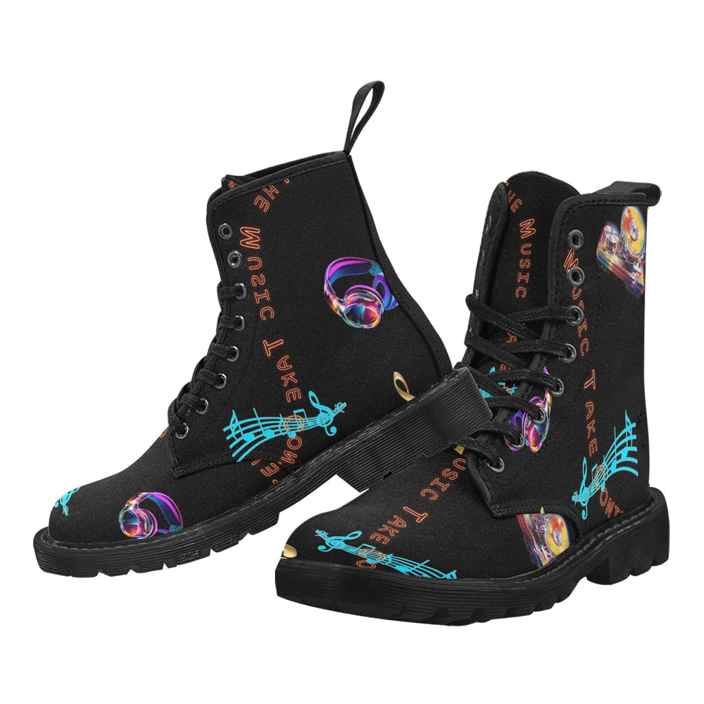 “Let the Music Take Control” " Women's Lace Up Canvas Boots