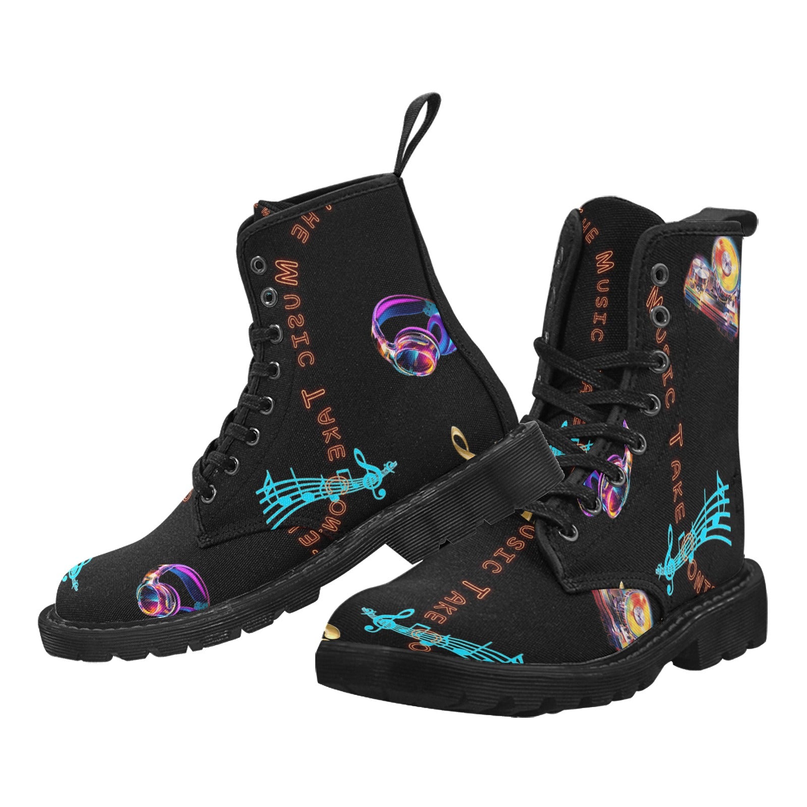 “Let the Music Take Control” " Women's Lace Up Canvas Boots