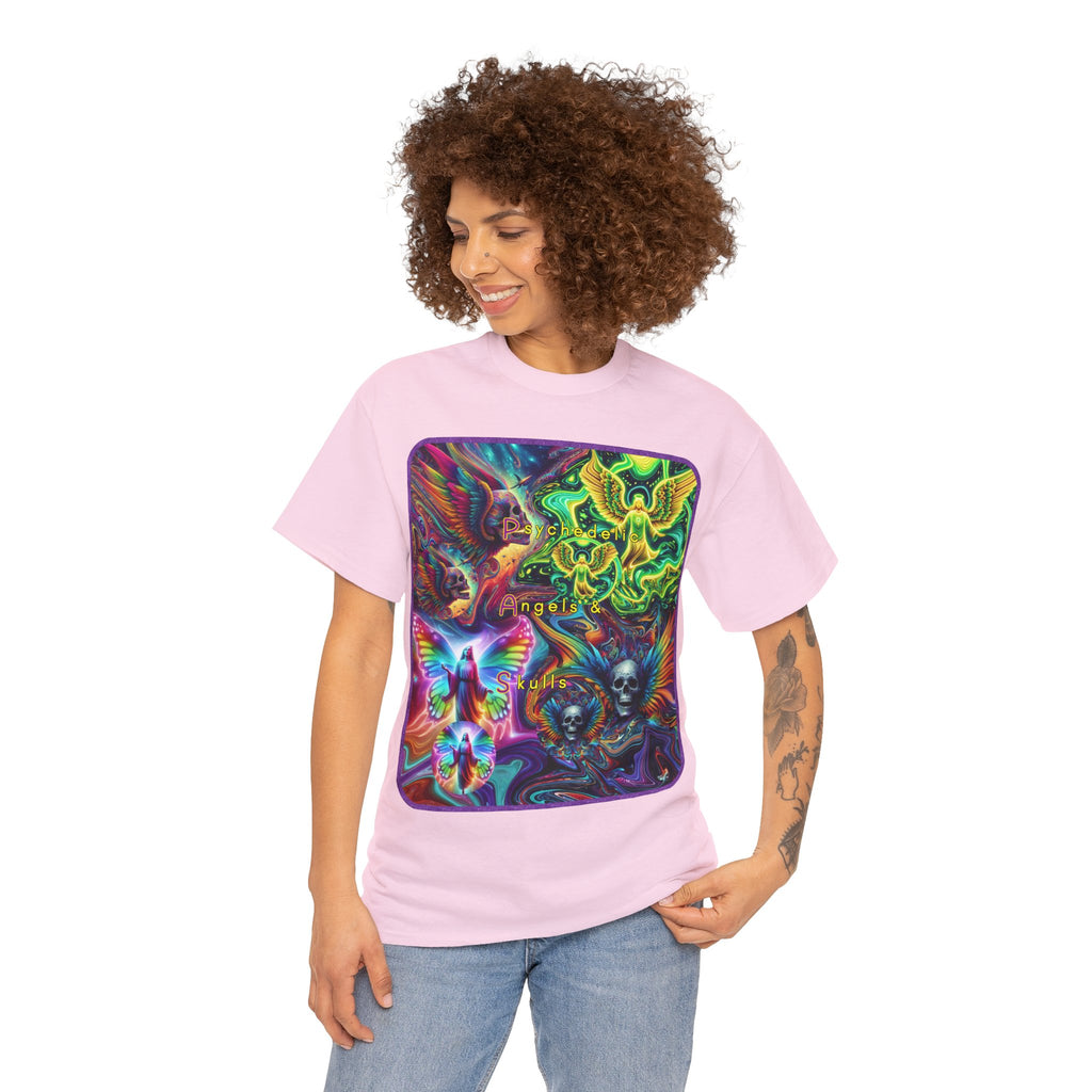“Psychedelic Angels & Skulls” Heavy Cotton Tee