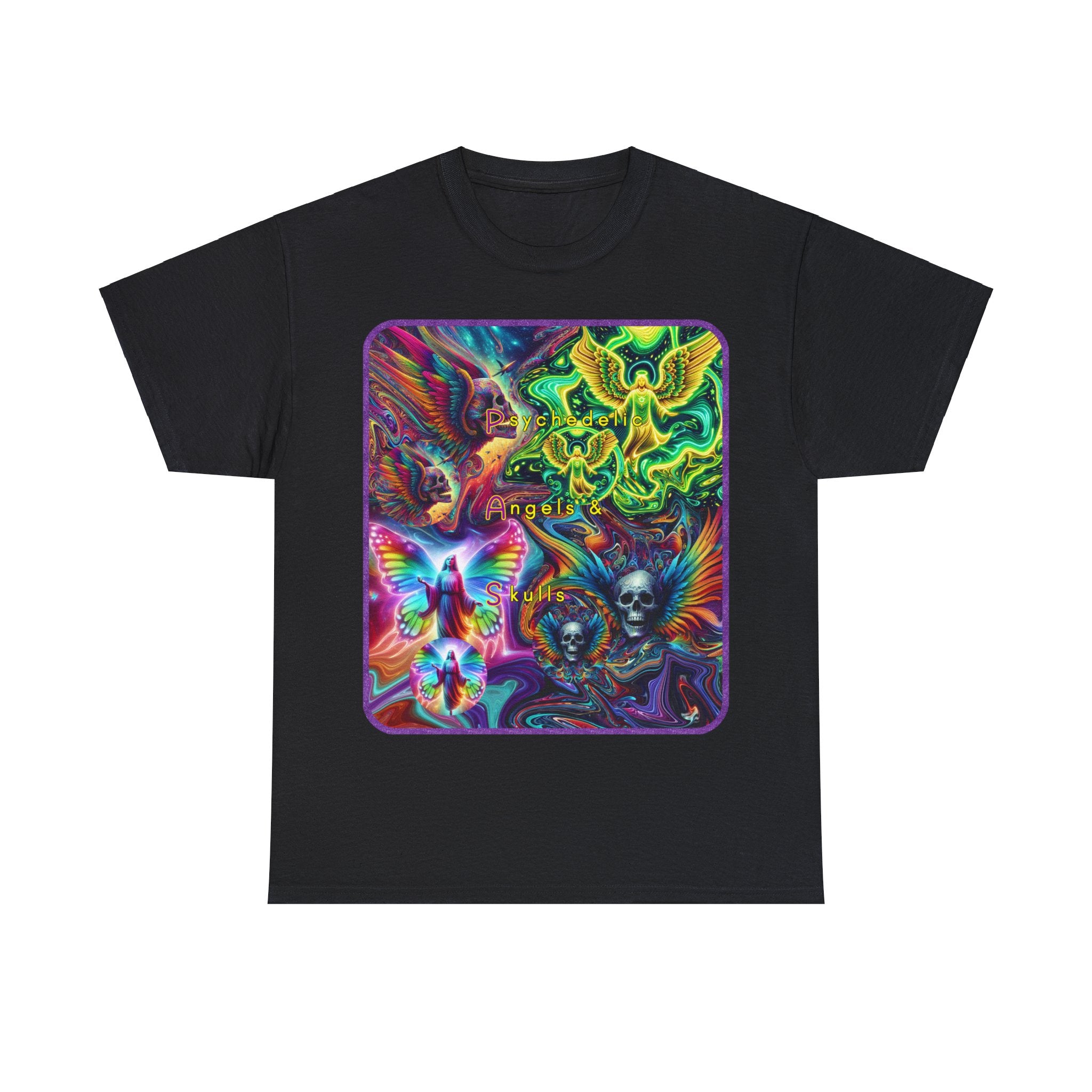 “Psychedelic Angels & Skulls” Heavy Cotton Tee