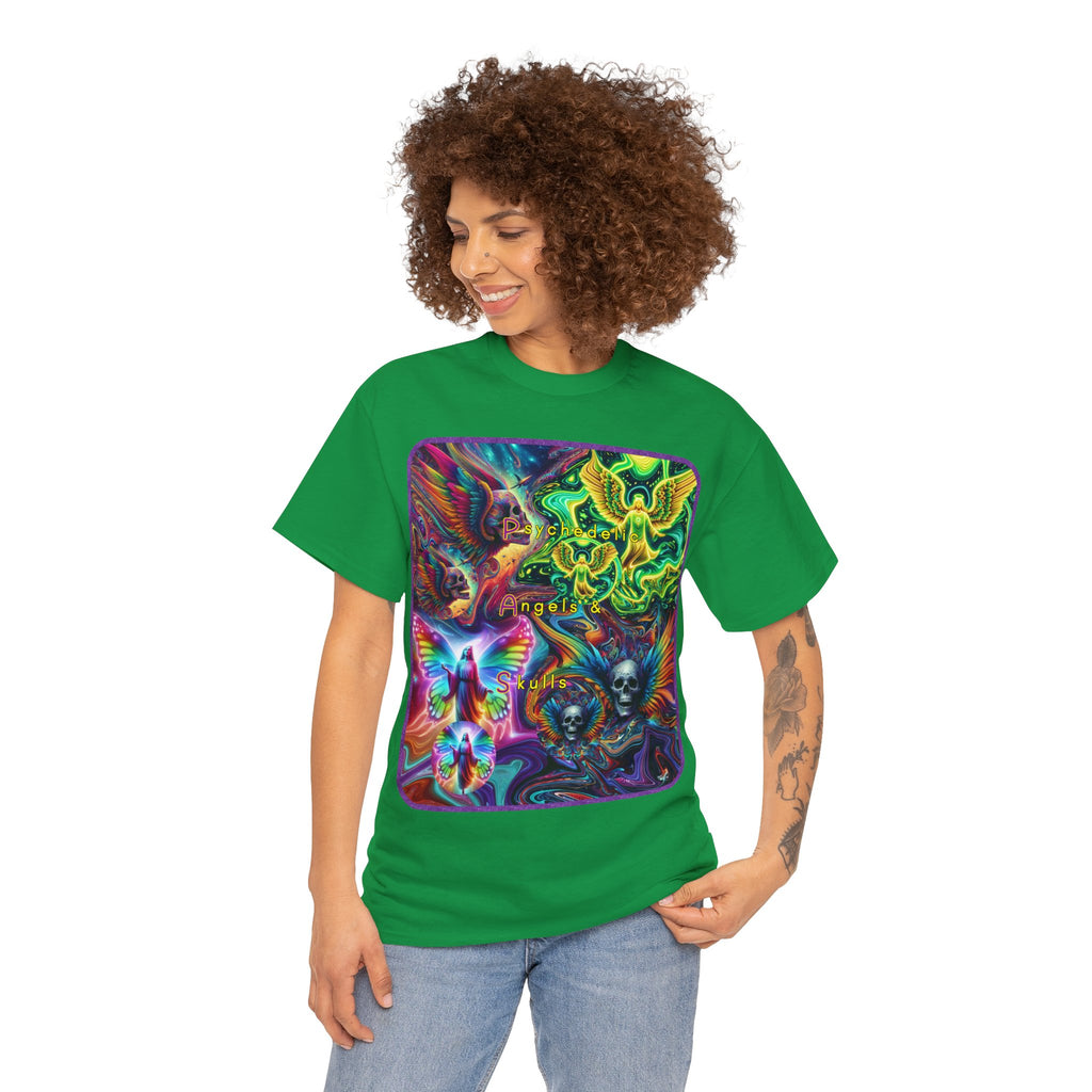 “Psychedelic Angels & Skulls” Heavy Cotton Tee