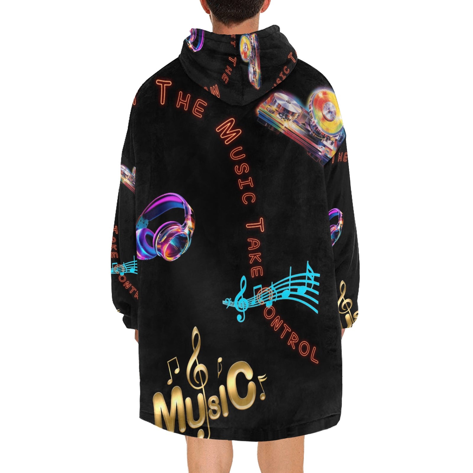 “Let the Music Take Control” Men’s Blanket Hoodie