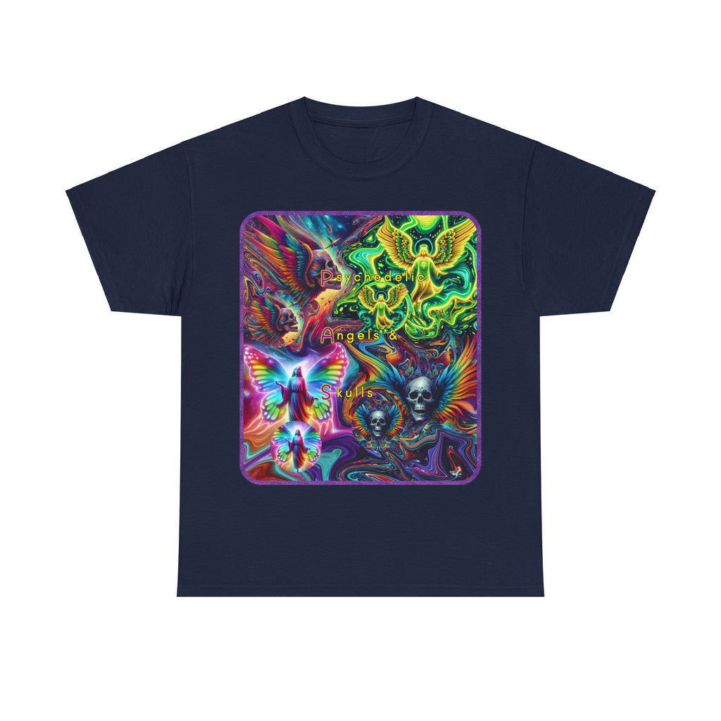 “Psychedelic Angels & Skulls” Heavy Cotton Tee