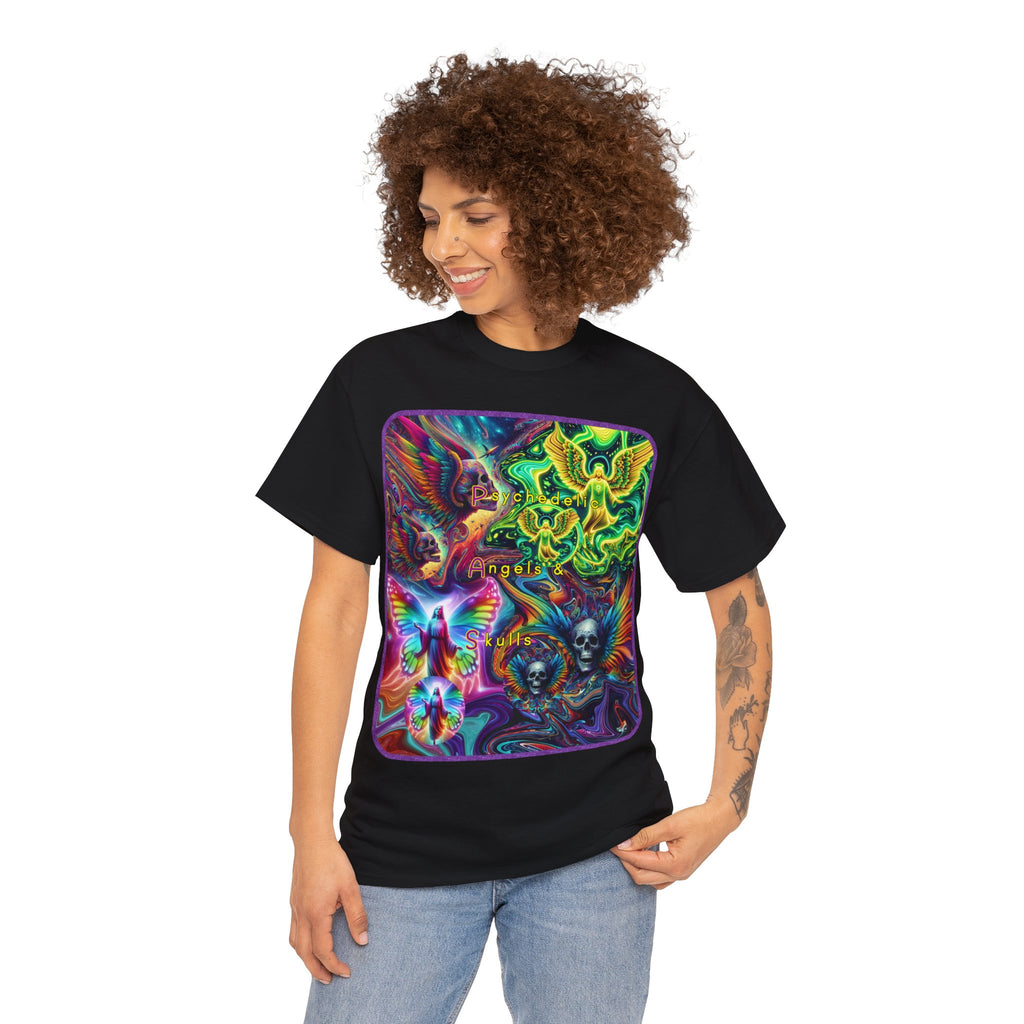 “Psychedelic Angels & Skulls” Heavy Cotton Tee