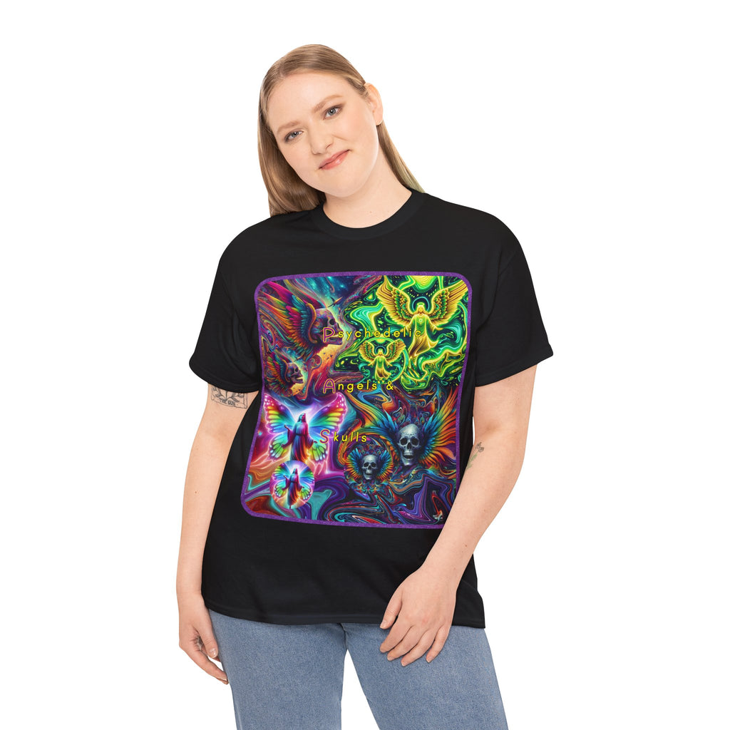“Psychedelic Angels & Skulls” Heavy Cotton Tee