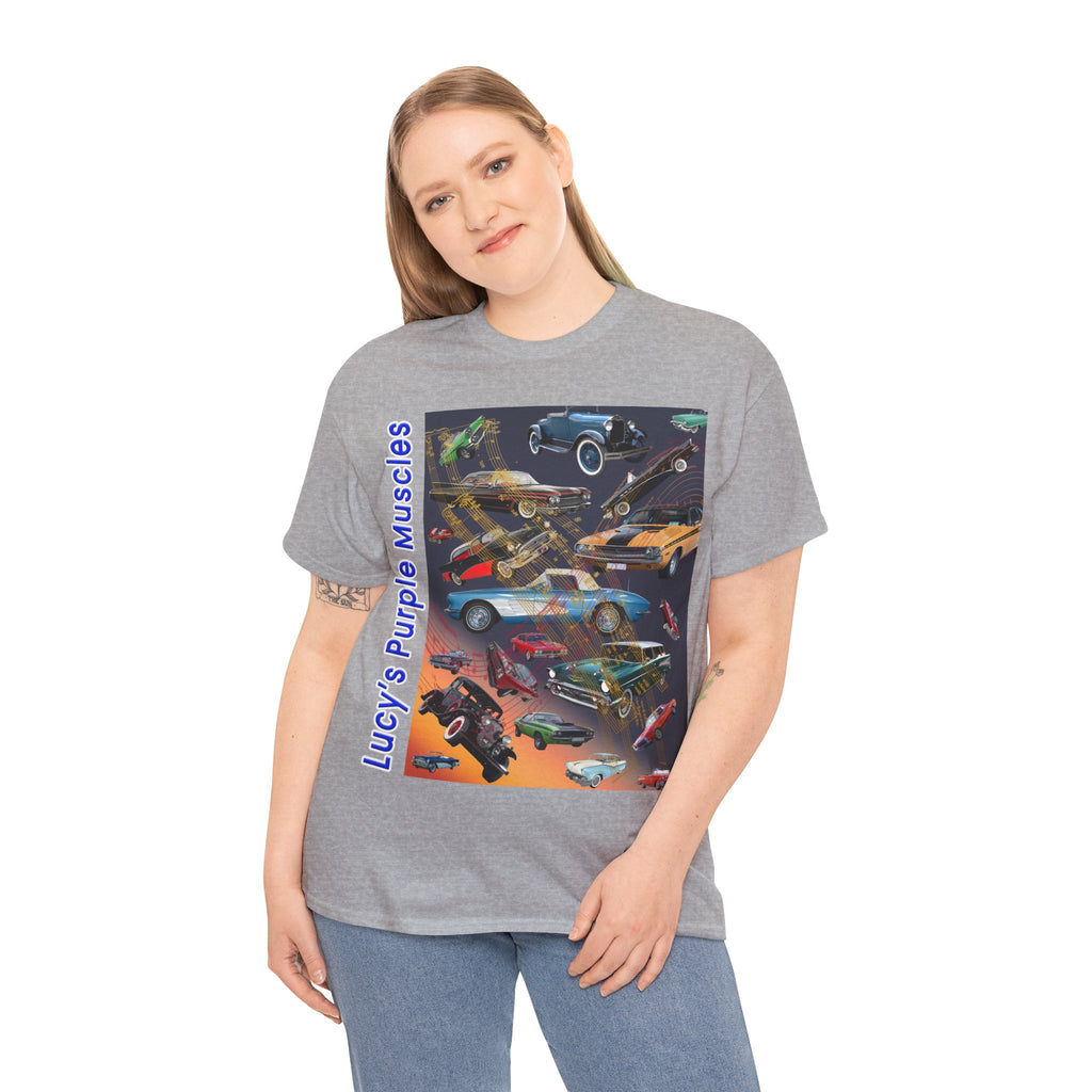 “Lucy’s Purple Muscles” Heavy Cotton T-Shirt
