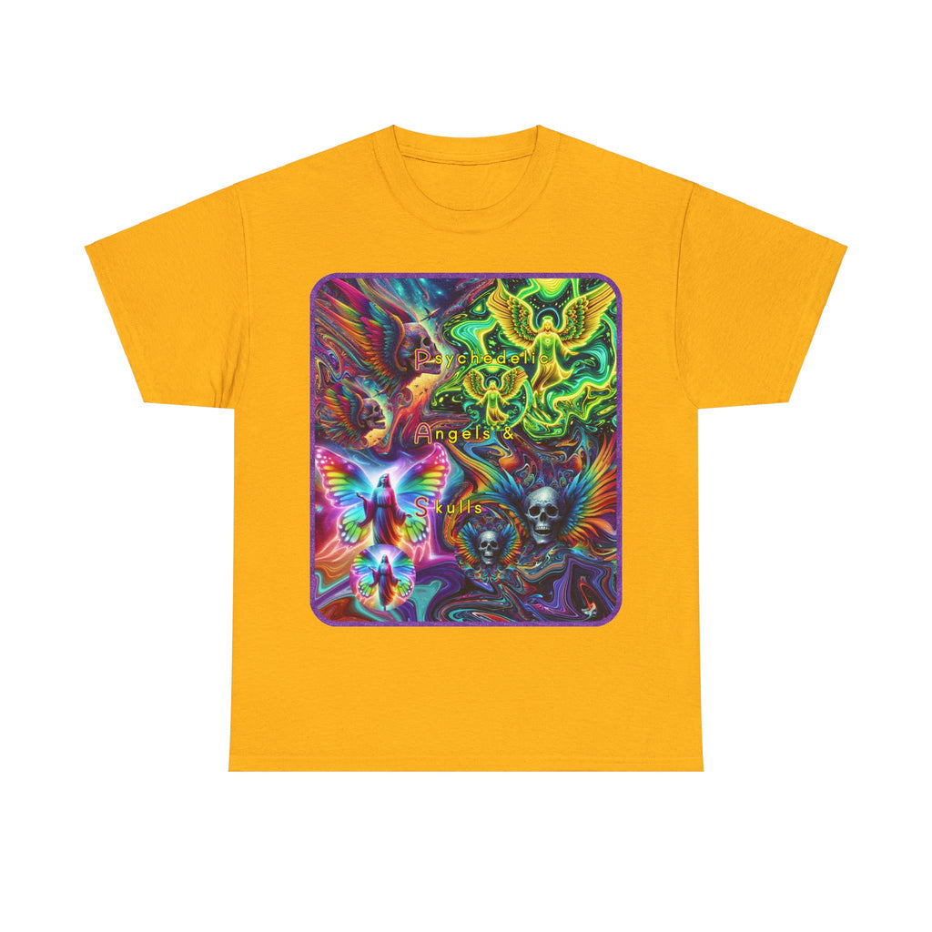 “Psychedelic Angels & Skulls” Heavy Cotton Tee