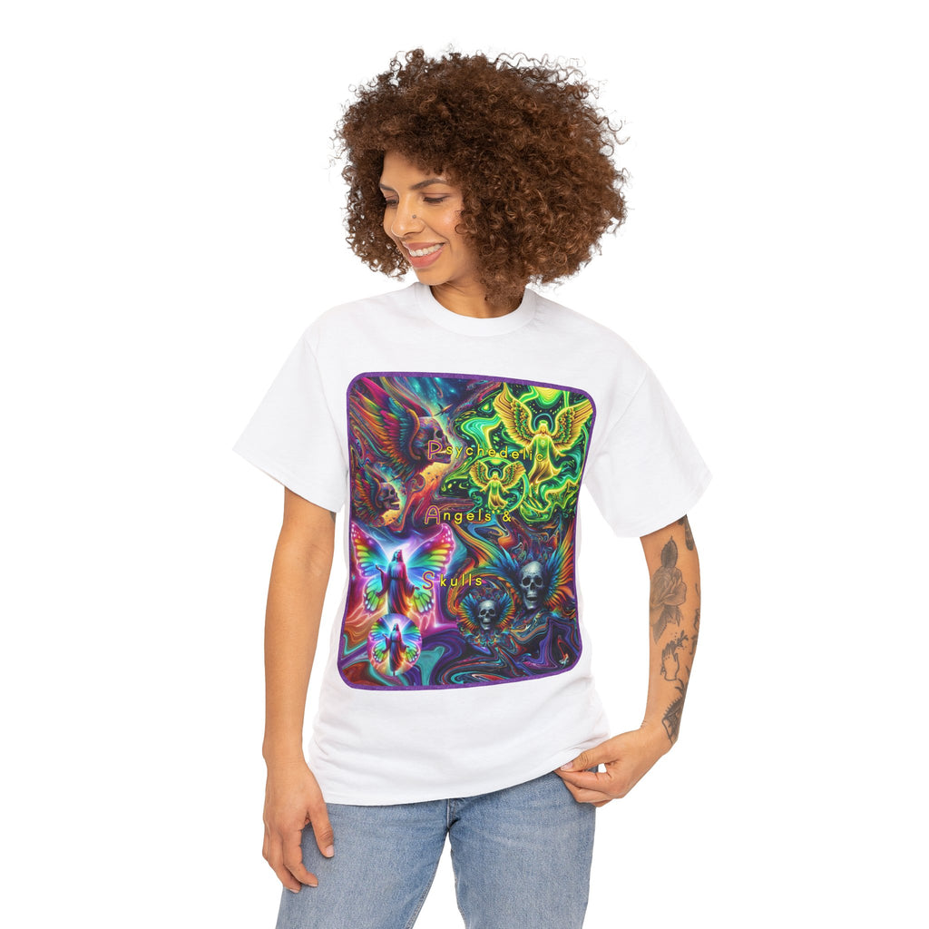 “Psychedelic Angels & Skulls” Heavy Cotton Tee
