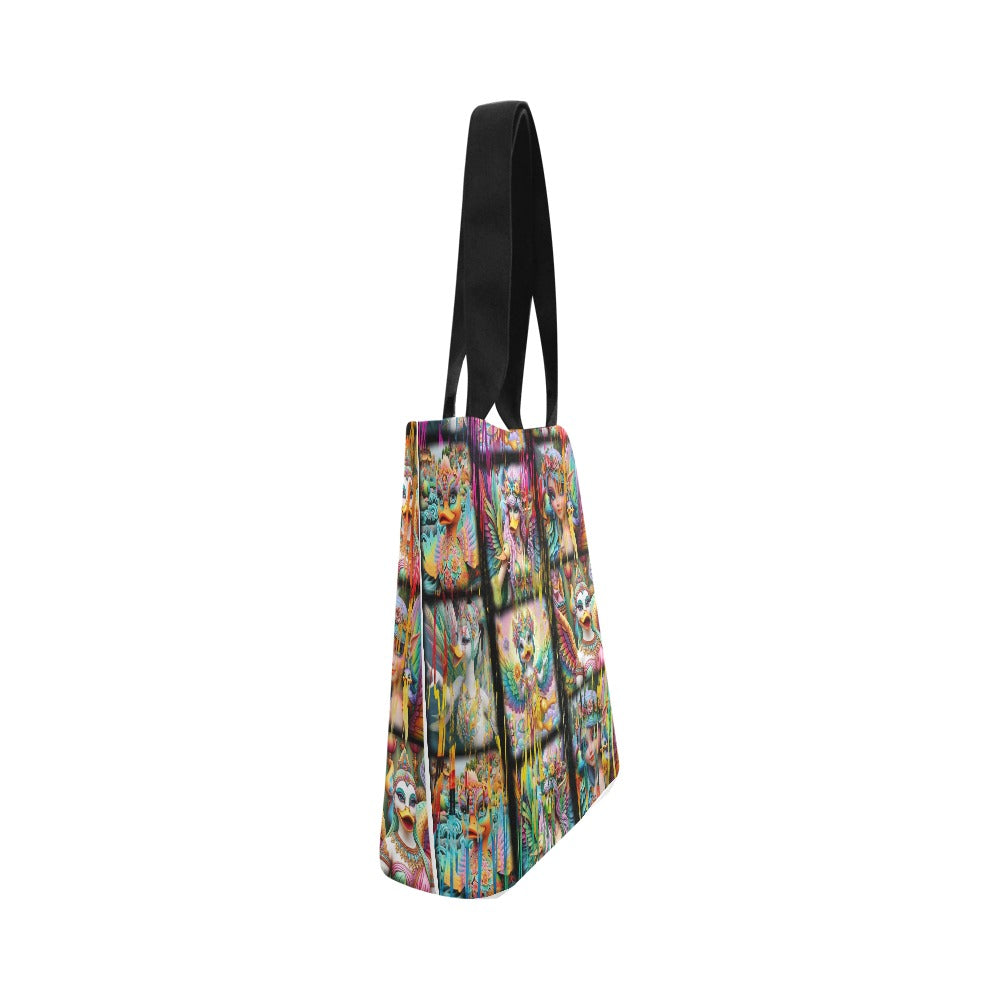“Duck Fairies in a Storm of Colors” Canvas Tote Bag - Large
