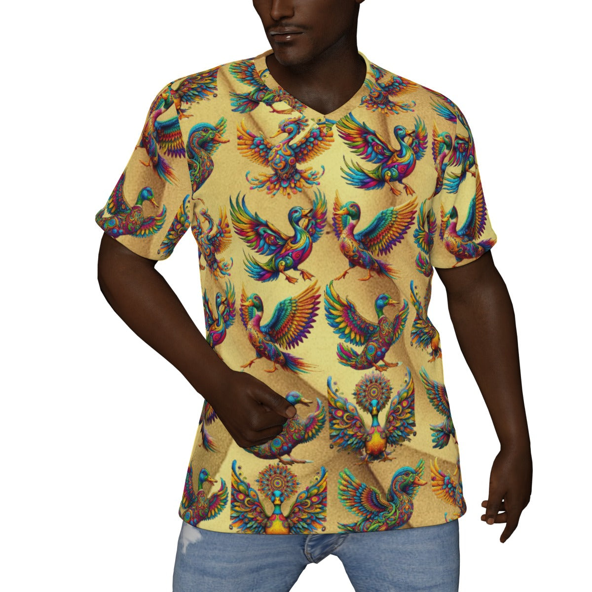 All-Over Print V-Neck T-Shirt