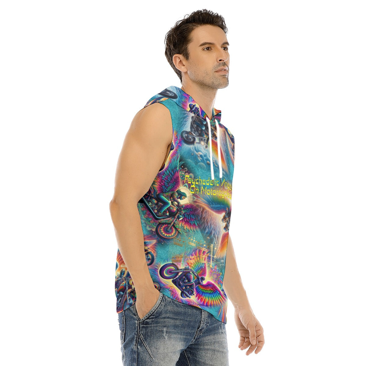“Psychedelic Angels on Motorcycles” Hooded Sports Tank Top