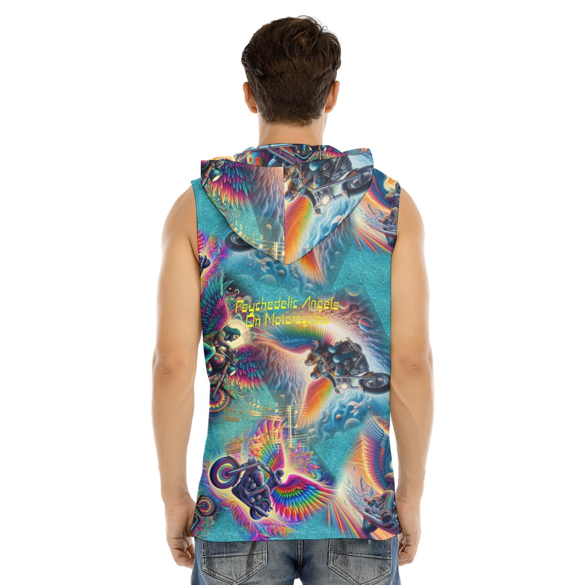 “Psychedelic Angels on Motorcycles” Hooded Sports Tank Top