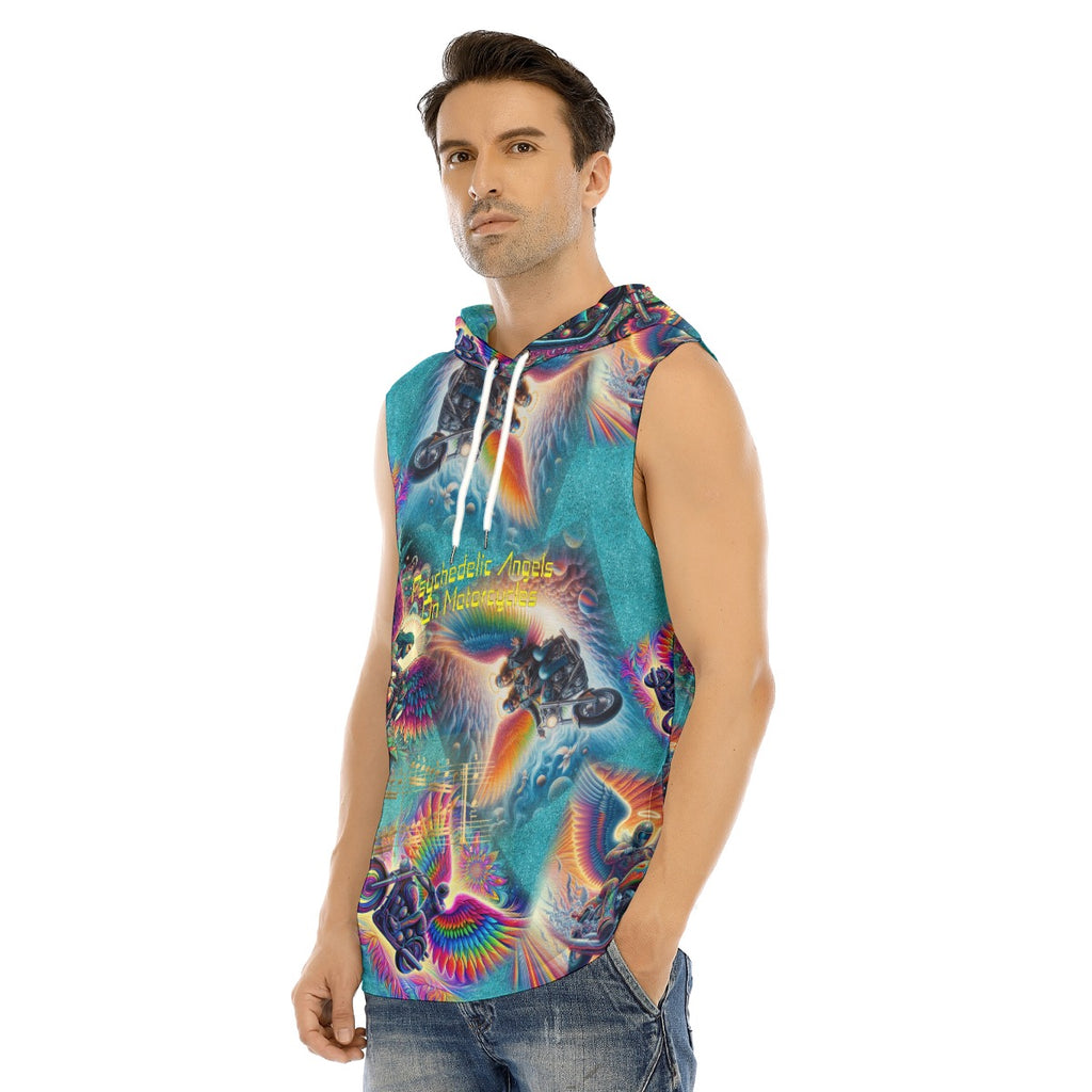 “Psychedelic Angels on Motorcycles” Hooded Sports Tank Top