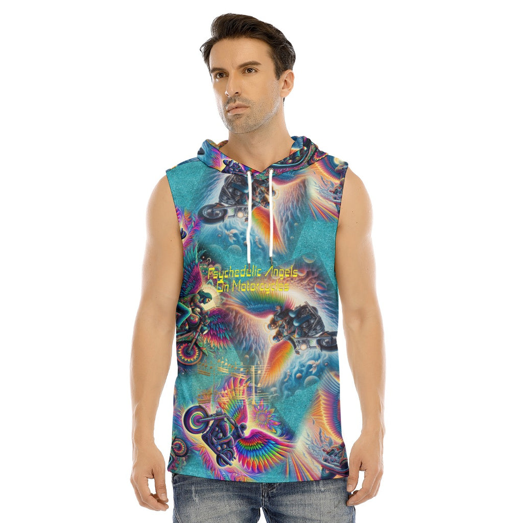 “Psychedelic Angels on Motorcycles” Hooded Sports Tank Top