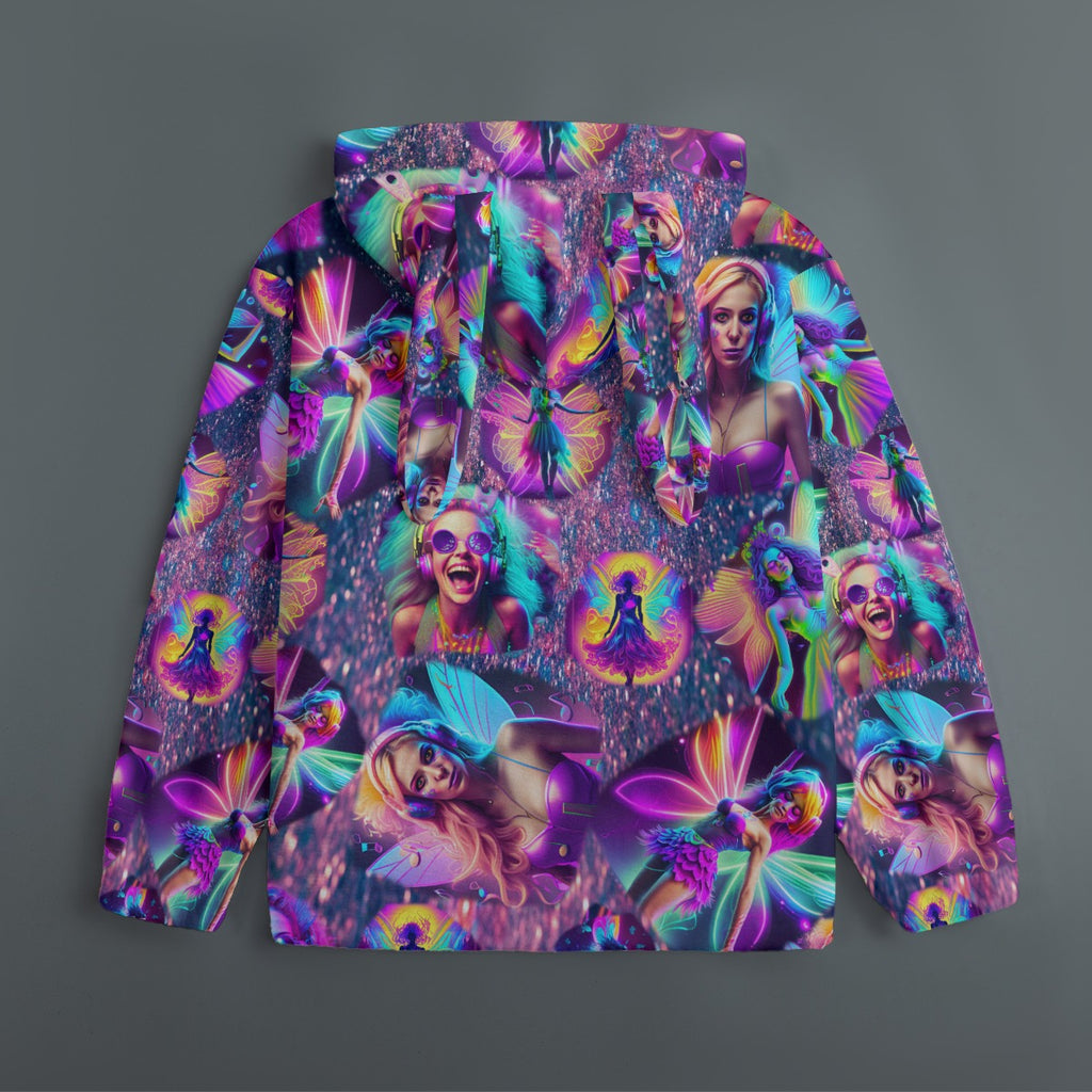 “Psychedelic Fairies” Women's Plush Rave Bunny Ears Long Sleeve Top