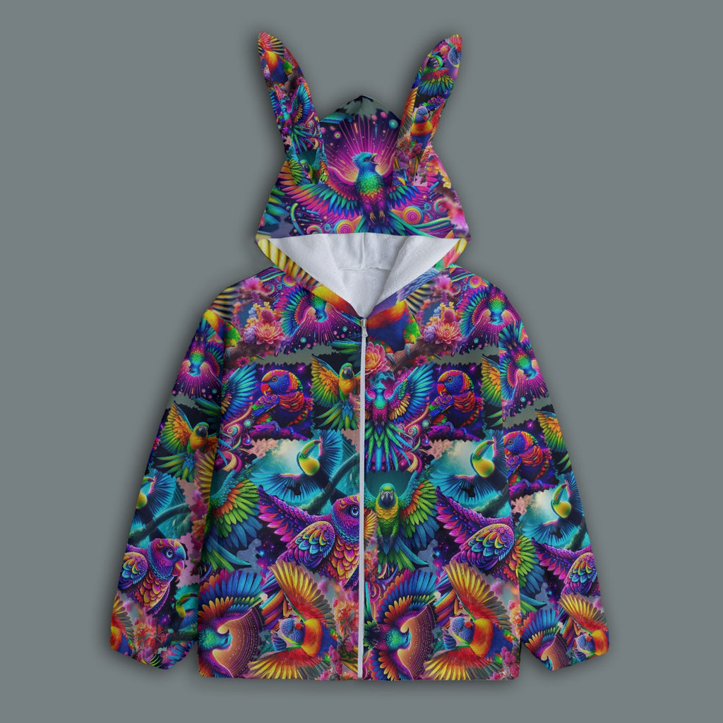 “Neon Aviary” Bunny Ears Long Sleeve Top