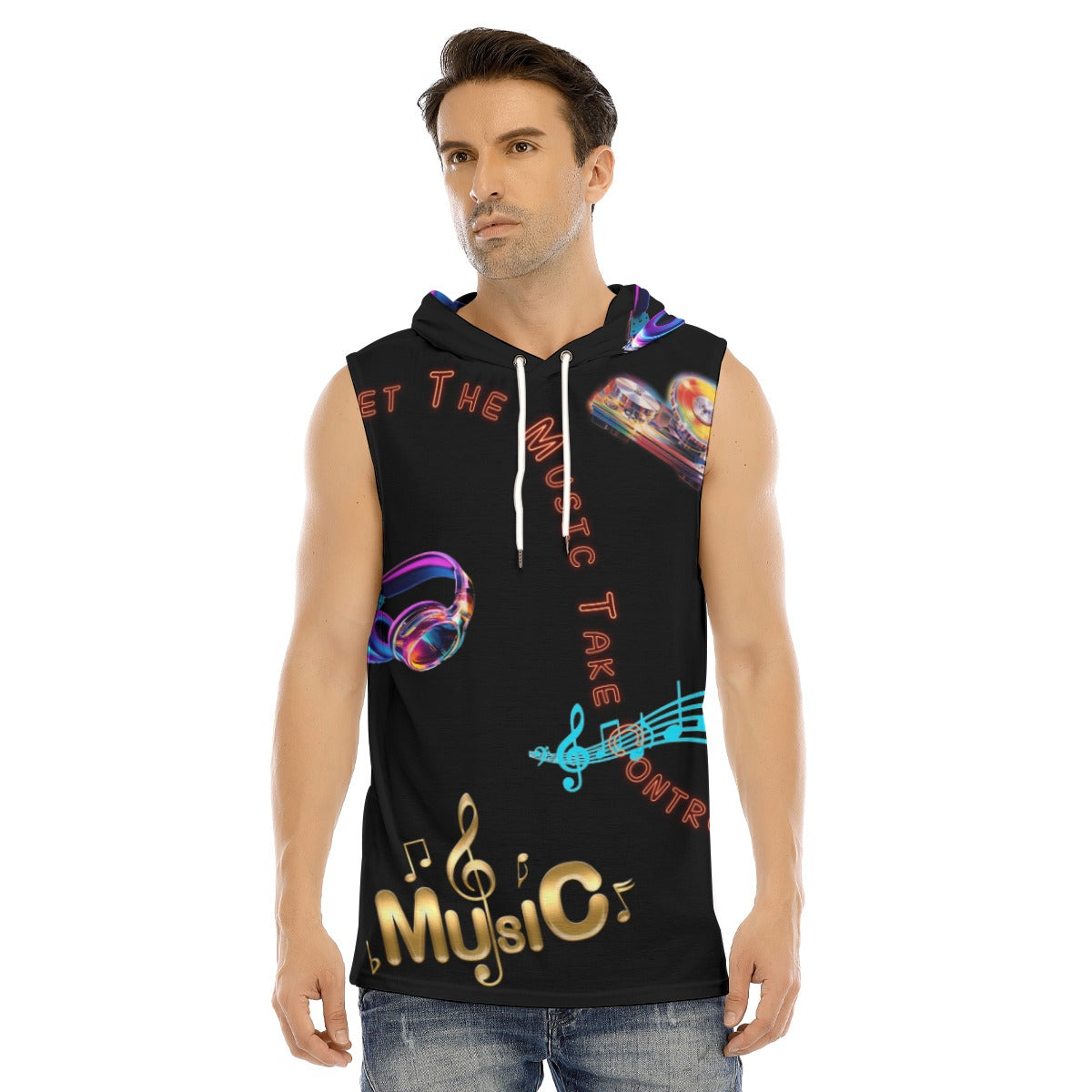 “Let the Music Take Control” Hooded Sports Tank Top