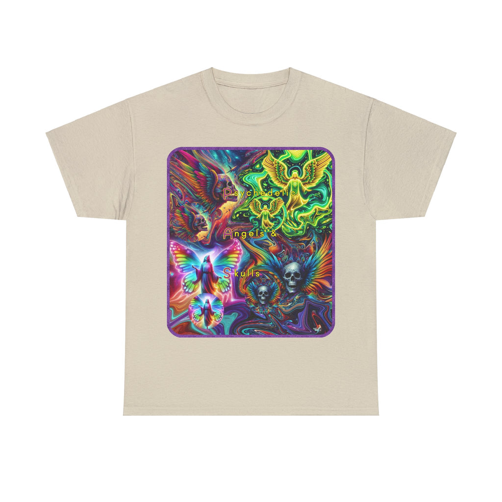 “Psychedelic Angels & Skulls” Heavy Cotton Tee