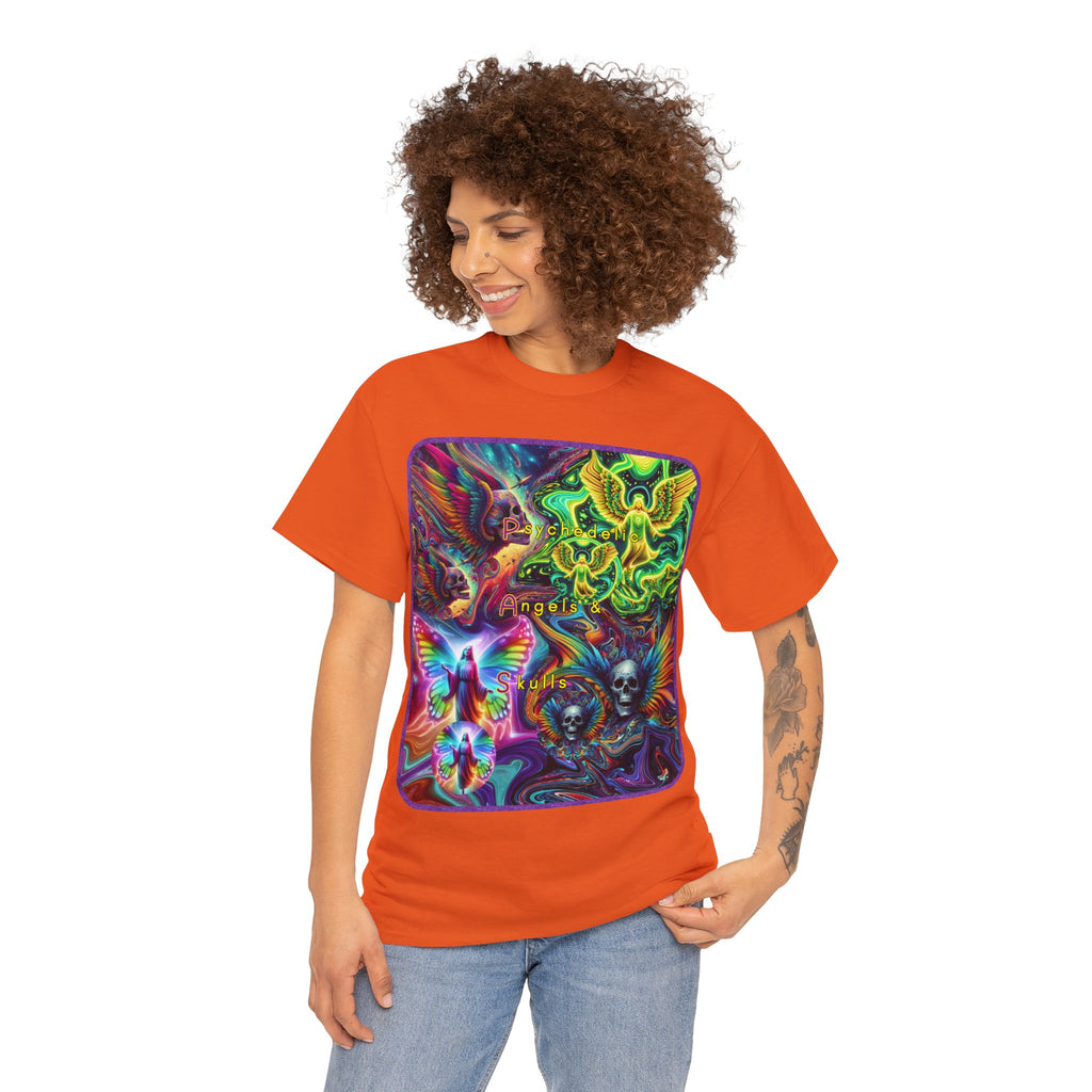 “Psychedelic Angels & Skulls” Heavy Cotton Tee
