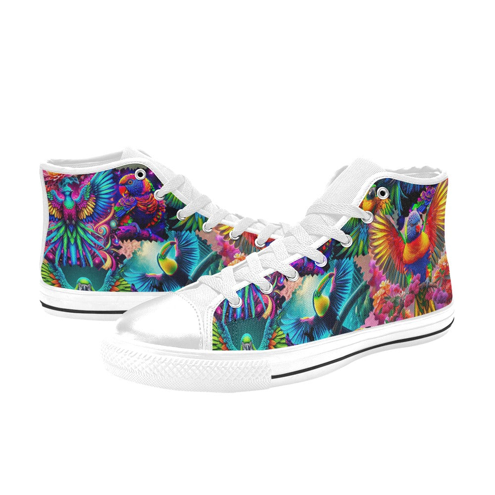 “Neon Aviary” Men’s Aquila High Top Canvas Shoes