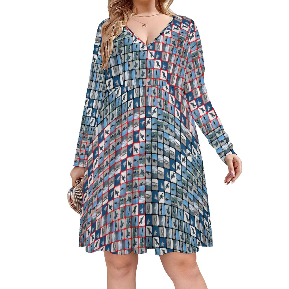 “Fighters Above” Oversized V-Neck Dress