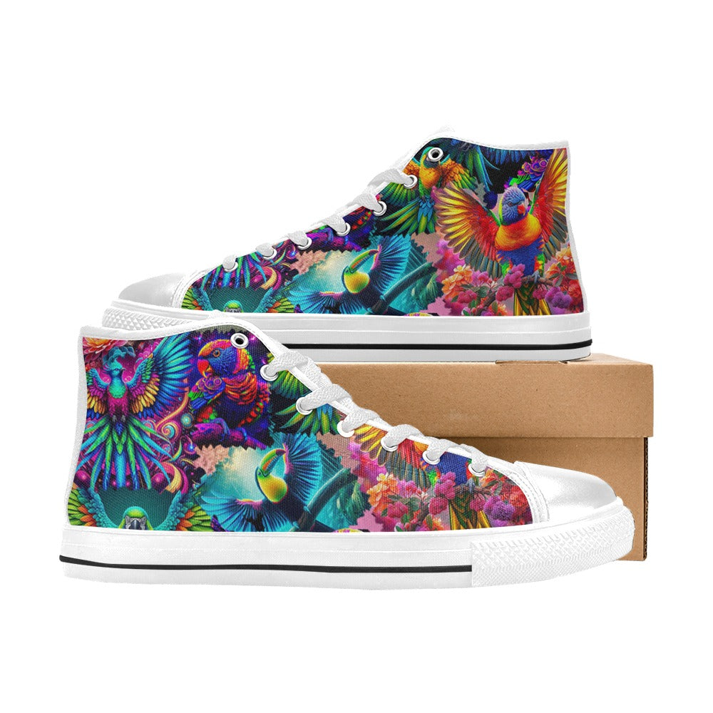 “Neon Aviary” Men’s Aquila High Top Canvas Shoes