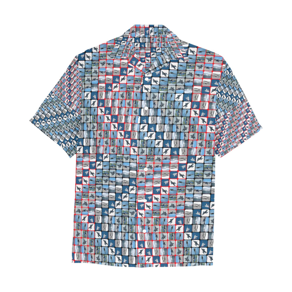 “Fighters Above” Men’s Designer Lounge Shirt with Pocket – Red/Black