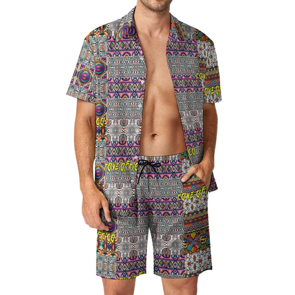 Conjunto rave para hombre “Rave Africa”: camisa y pantalones cortos