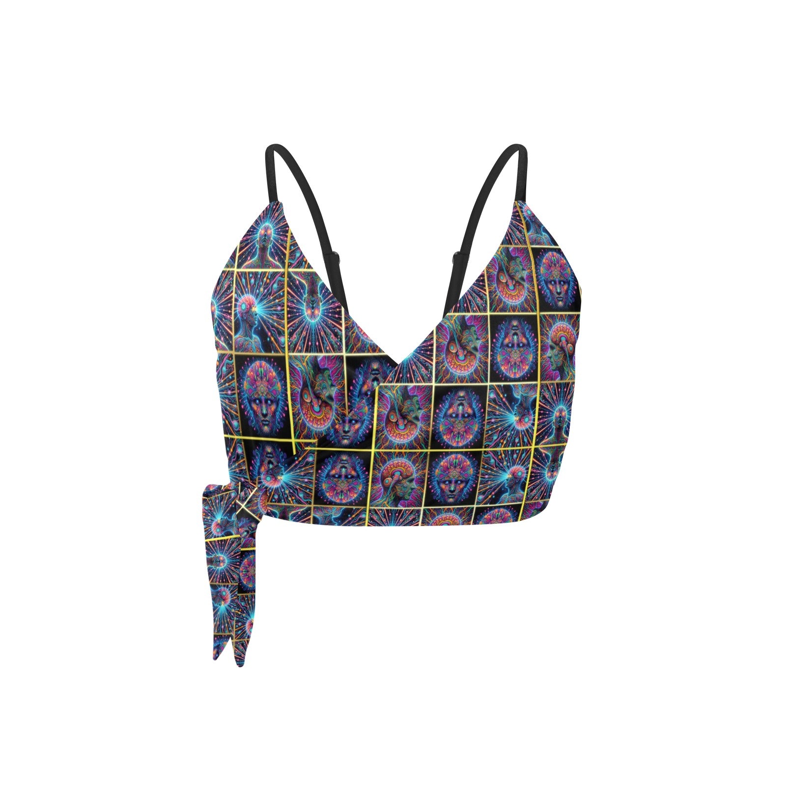 "Neon Neuron Men Emissions” Festival Side Knot Bikini Top
