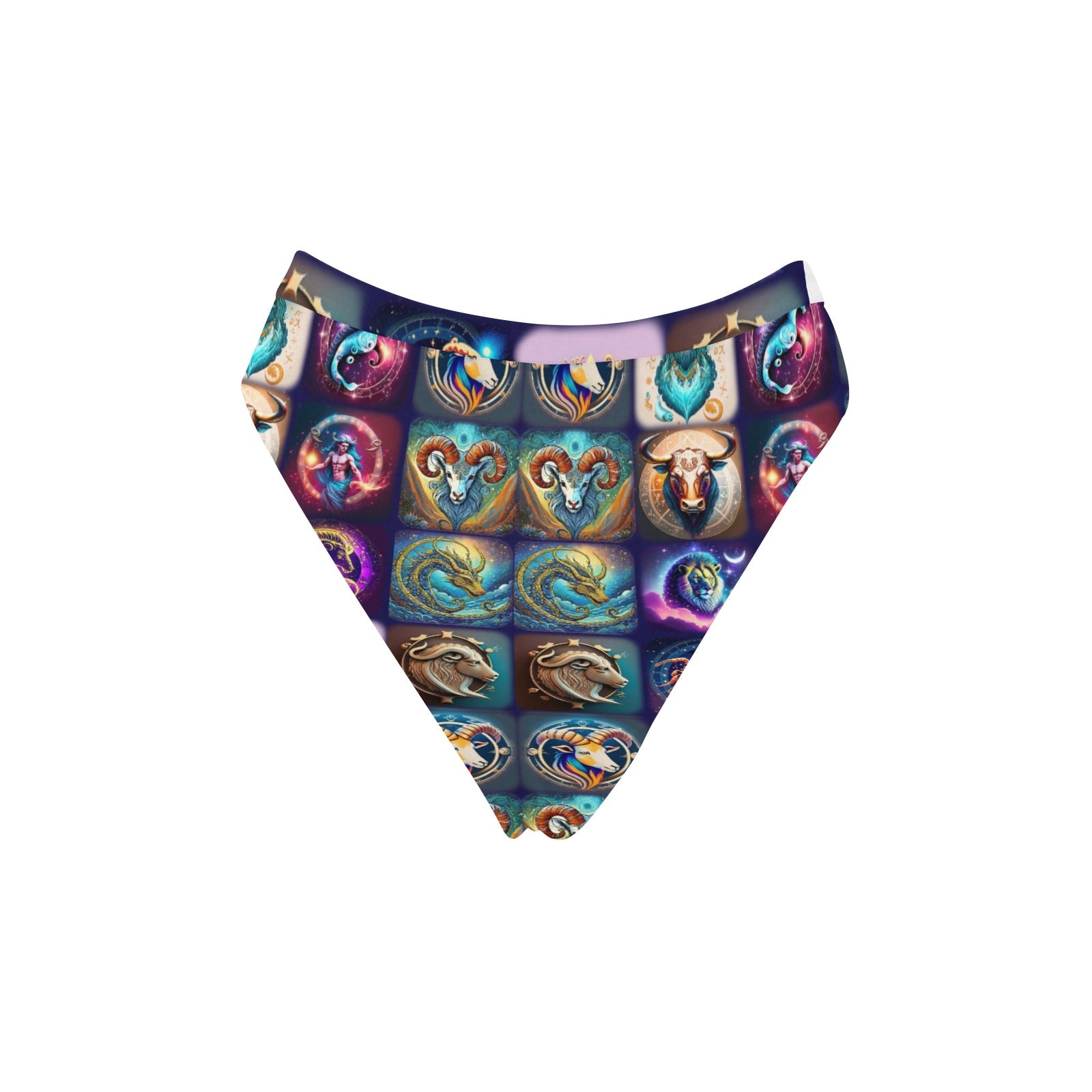 "Zodiac Aligned” High-Waisted High V-Cut Bikini Rave Bottom -  Sizes XS – 5XL