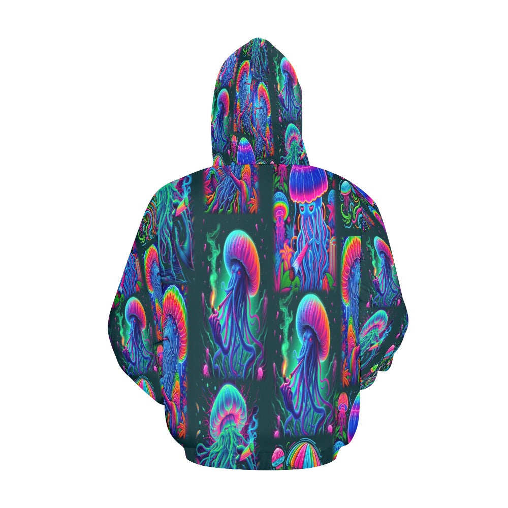 “Psychedelic Toking Jellyfish“ Men's Hoodie – Sizes S- 4XL