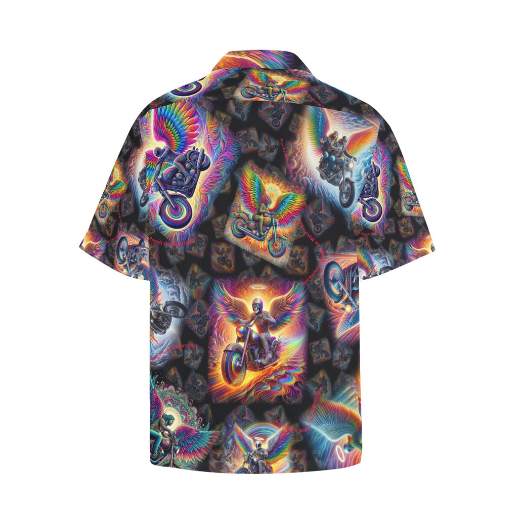 “Psychedelic Angels on Motorcycles“ Men’s Lounge Shirt – Sizes S- 5XL