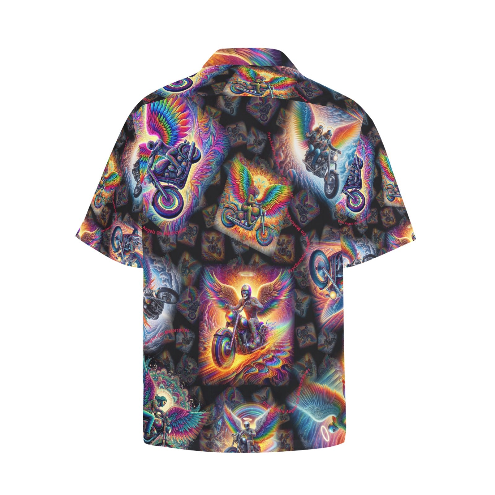 “Psychedelic Angels on Motorcycles“ Men’s Lounge Shirt – Sizes S- 5XL