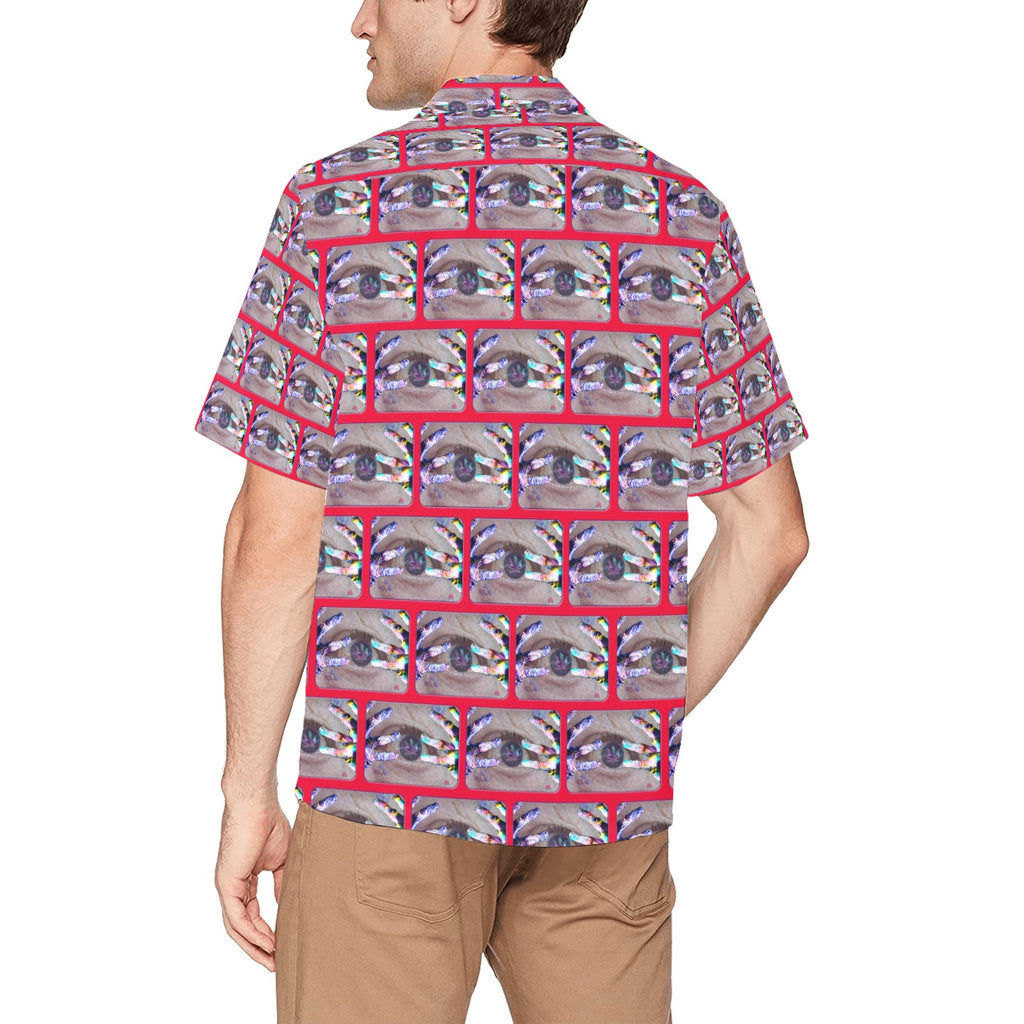 “Eye High” Men’s Designer Lounge Shirt with Pocket - Red
