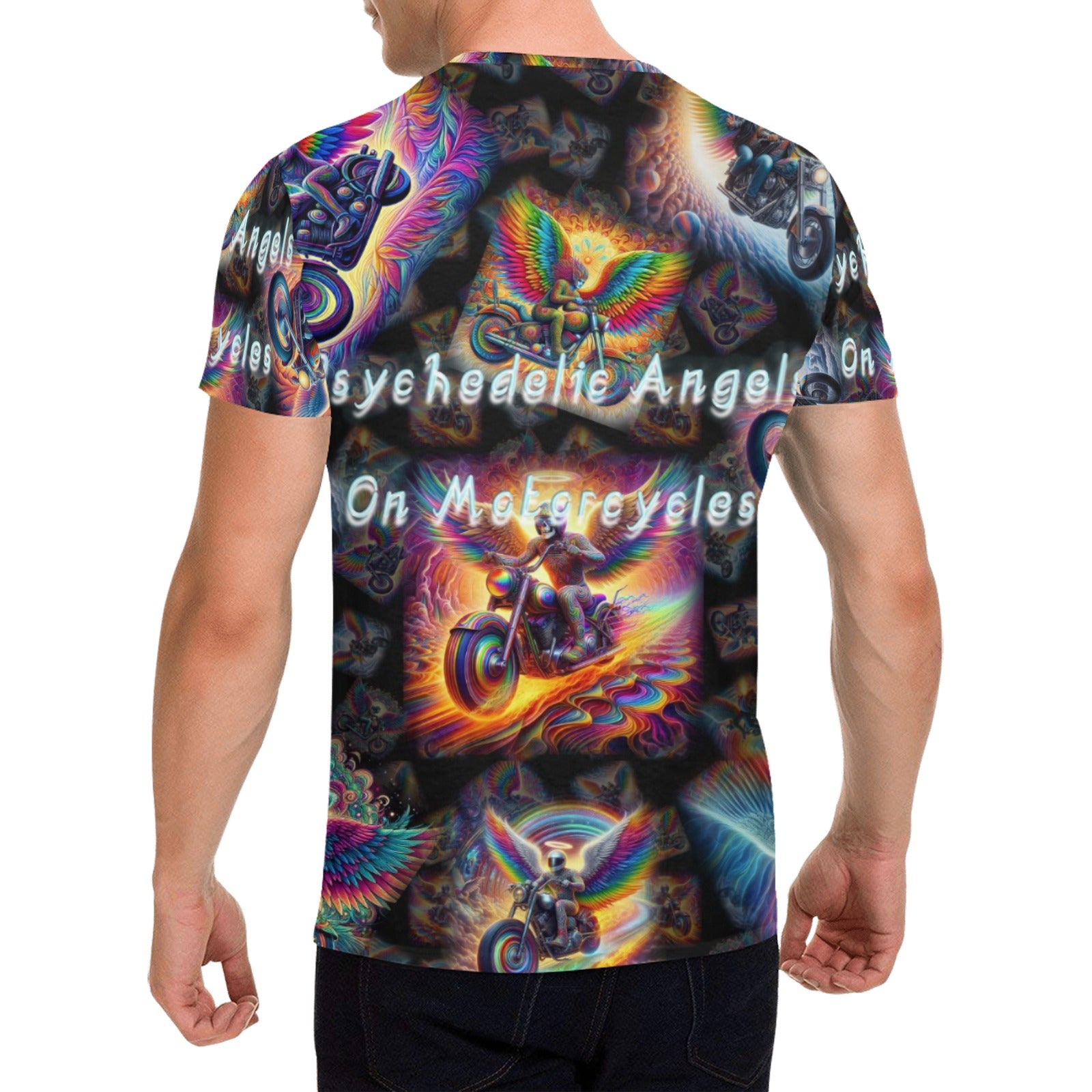 “Psychedelic Angels on Motorcycles“ Men's Basic T-Shirt – Sizes S- 5XL