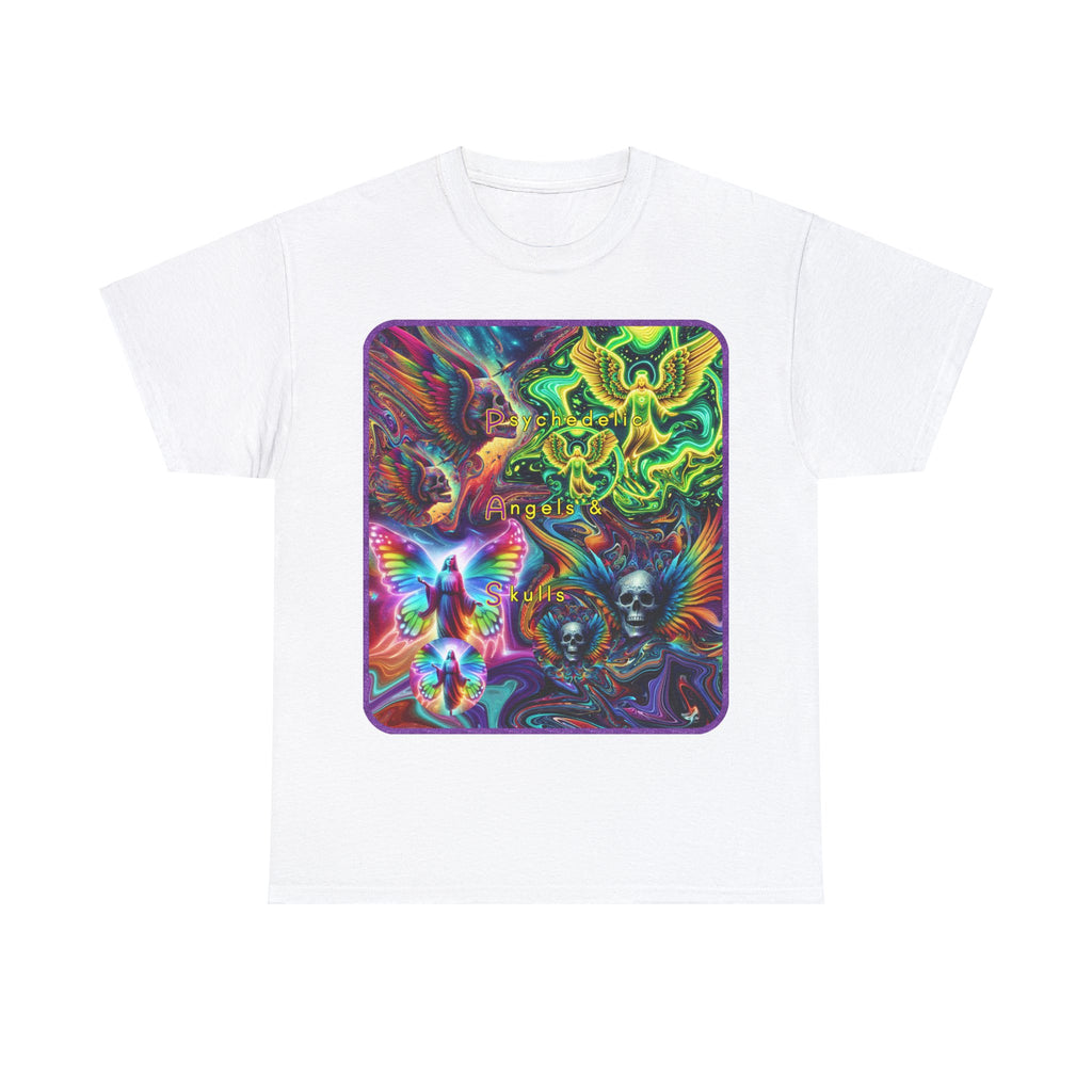 “Psychedelic Angels & Skulls” Heavy Cotton Tee