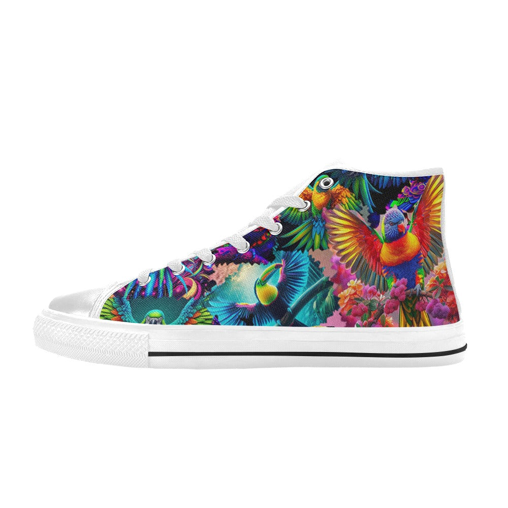 “Neon Aviary” Men’s Aquila High Top Canvas Shoes