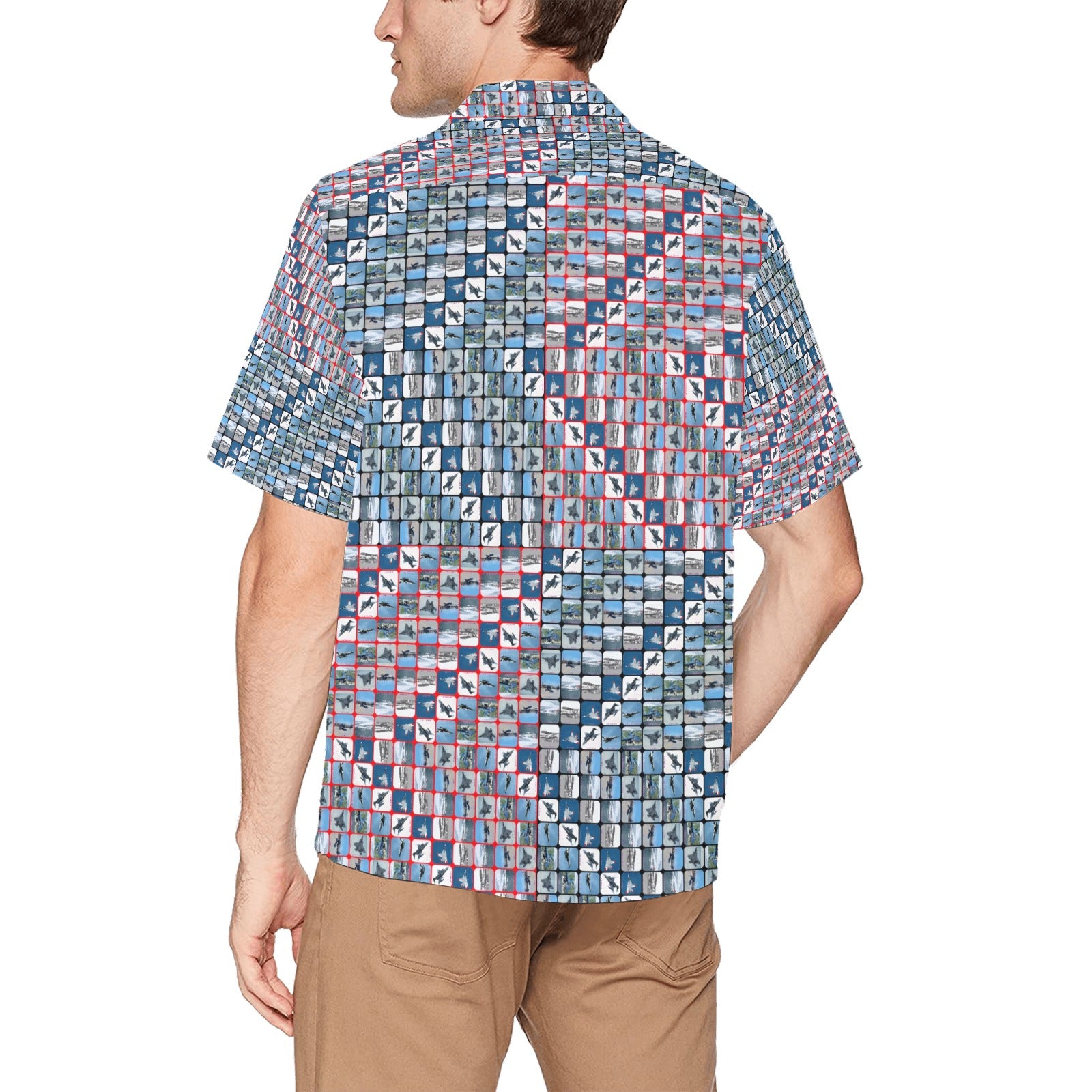 “Fighters Above” Men’s Designer Lounge Shirt with Pocket – Red/Black