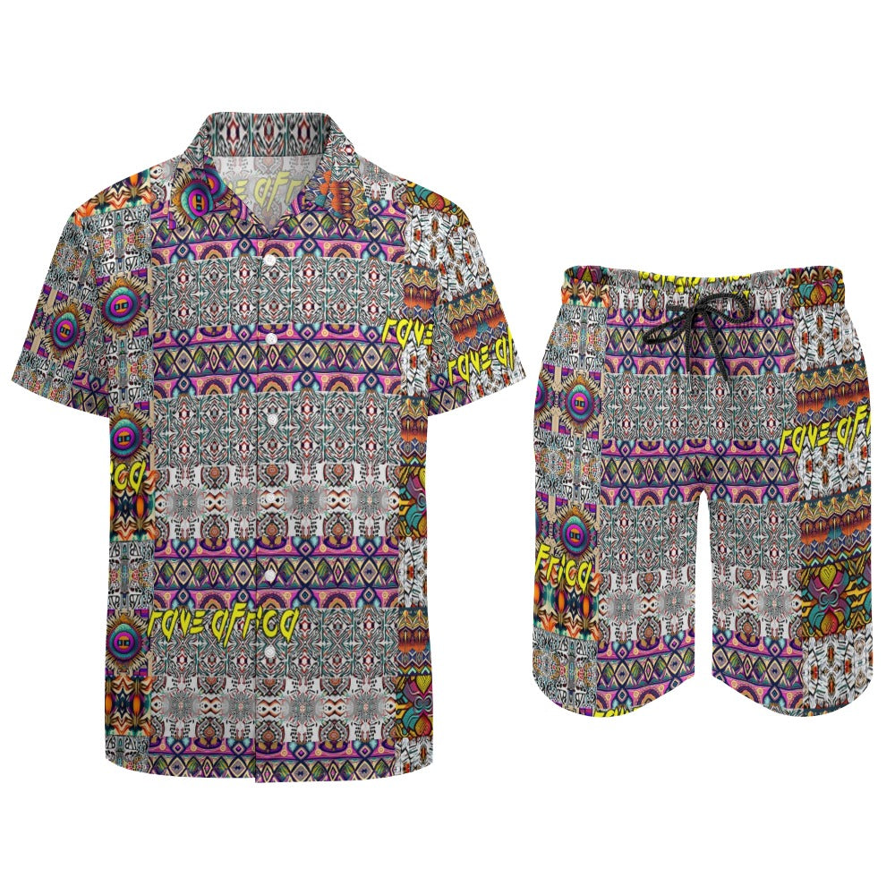 Conjunto rave para hombre “Rave Africa”: camisa y pantalones cortos