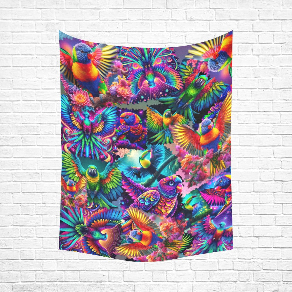 “Neon Aviary” Wall Tapestry 60” X 80”