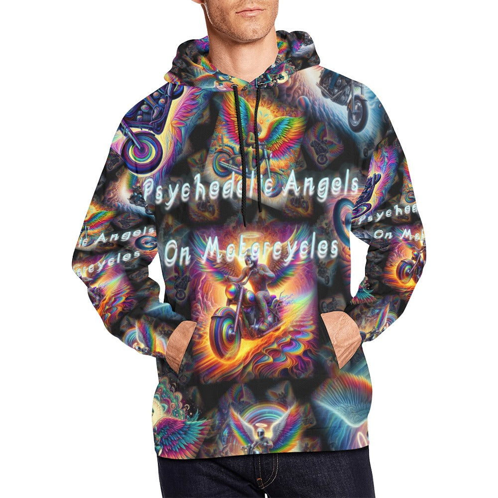 “Psychedelic Angels on Motorcycles“ Men's Hoodie – Sizes S- 4XL