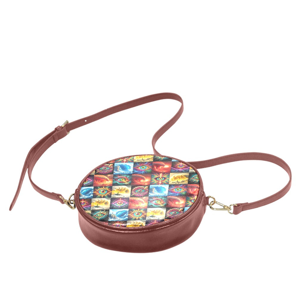 “Eye Wavess” Round Messenger Bag