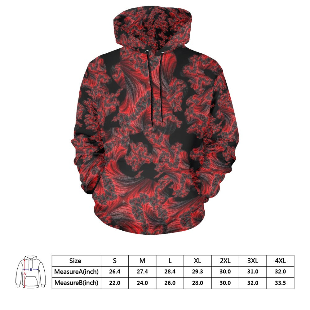 "Crazy Red Feathers in Black" Men’s Hoodie