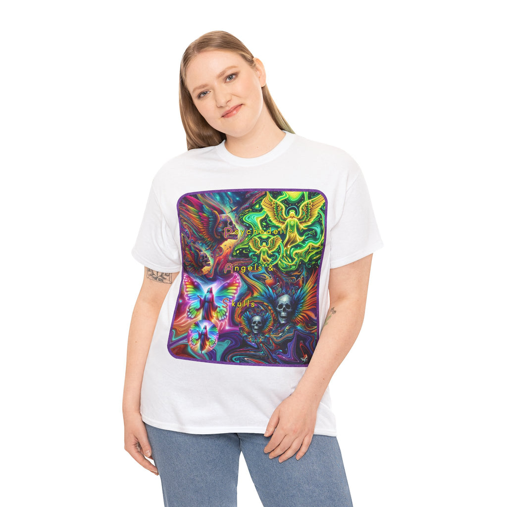 “Psychedelic Angels & Skulls” Heavy Cotton Tee