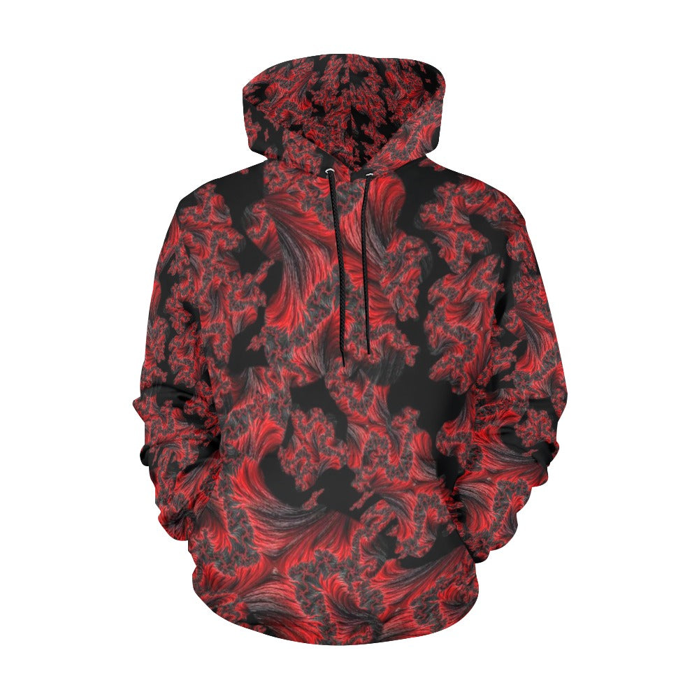 "Crazy Red Feathers in Black" Men’s Hoodie